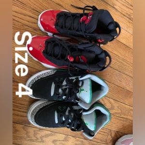 Sell Jordan’s size 4y and 4.5y for 90 a pair of 300 for all four pairs
